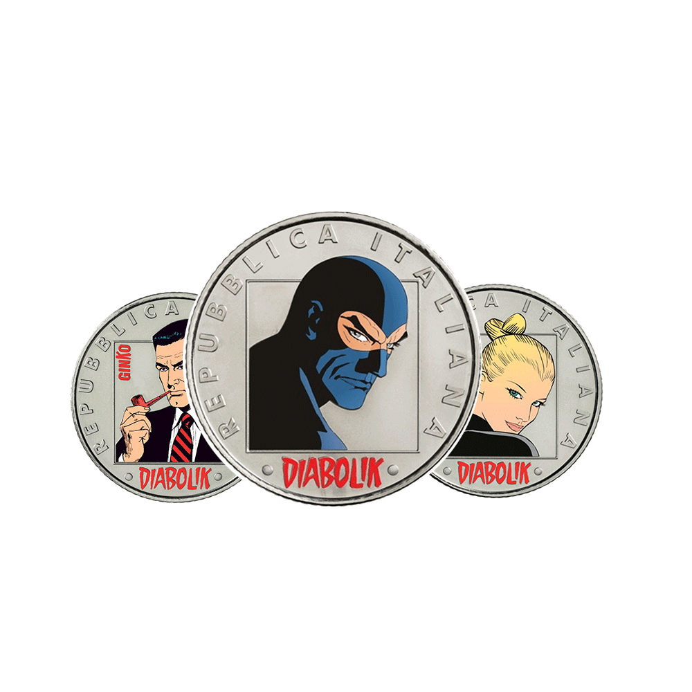 Italie 2023 - Diabolik - Lot de 3 monnaies de 5€ Coincard