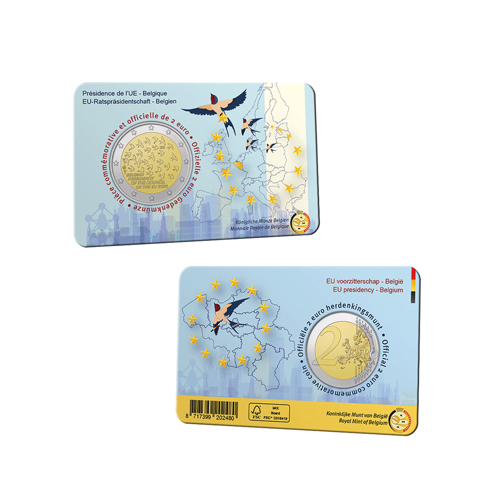 Belgique 2024 - 2 Euro Coincard - Présidence de l'UE - BU