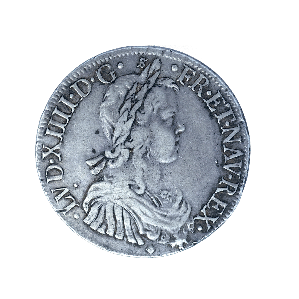Monnaie ancienne en argent « Ecu d’argent Louis XIV à la mèche longue »