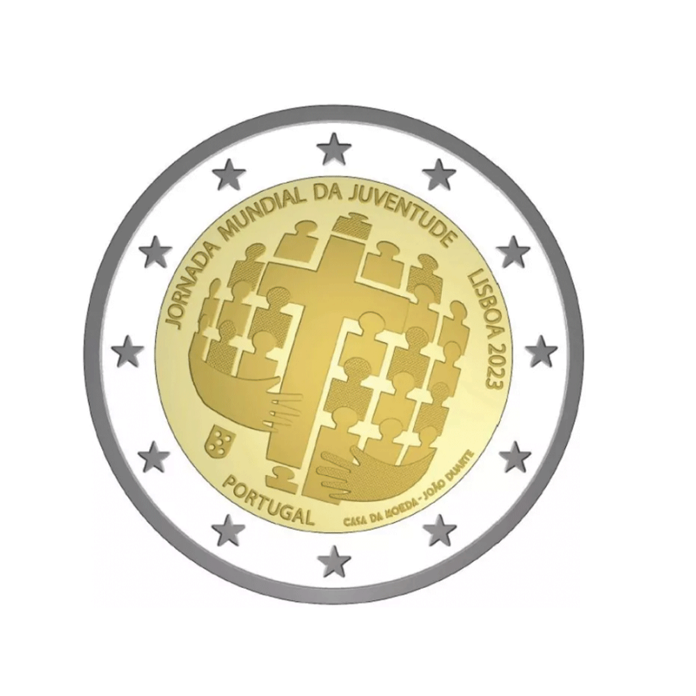 Portugal 2023 - 2 Euro Coincard - Journée Mondiale de la Jeunesse Lisbonne - BU