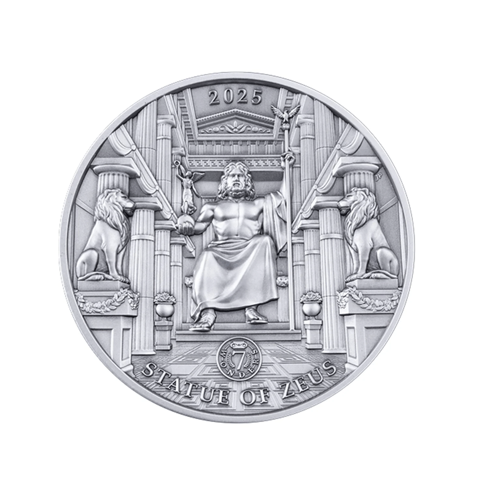 Sept Merveilles du Monde Antique - Statue de Zeus - Monnaie de 10 Dollars 3 Oz Argent - BE 2025
