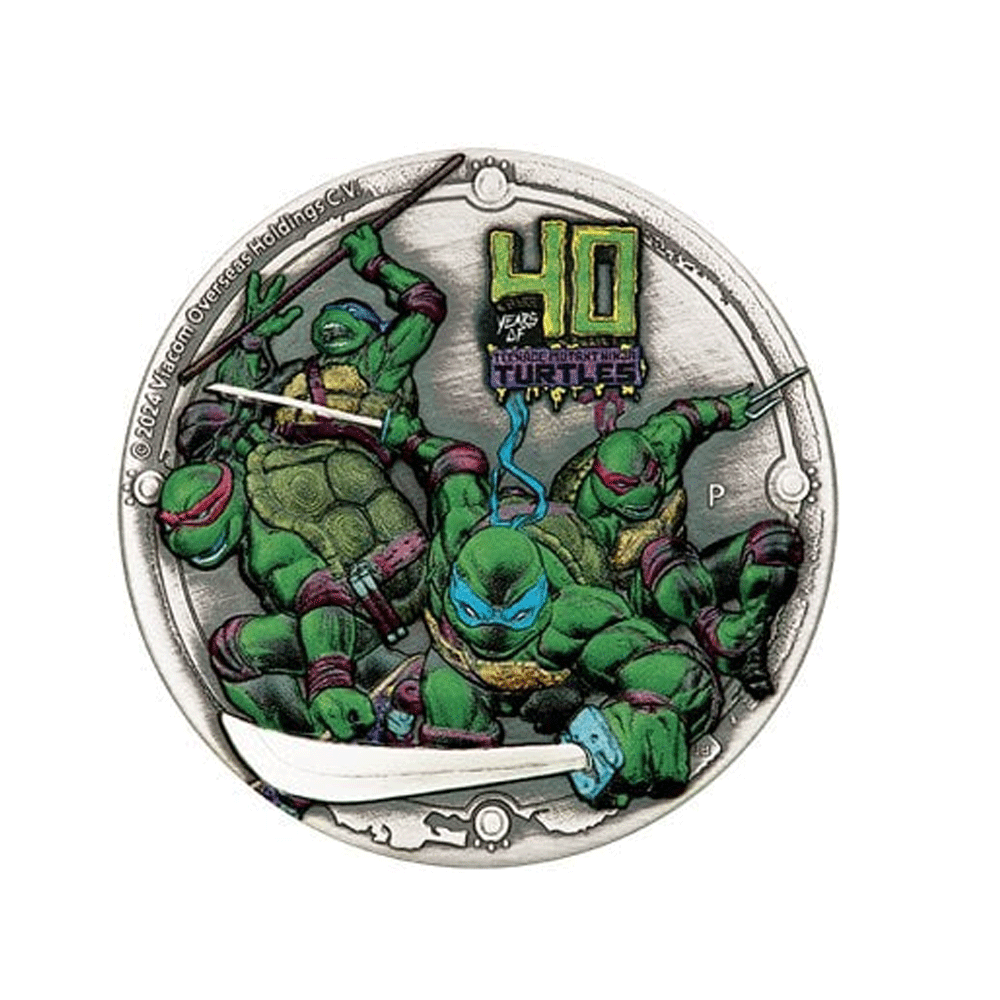 40 ans des Tortue Ninja - Monnaie de 2$ Argent 2 Oz - Antique Finish 2024