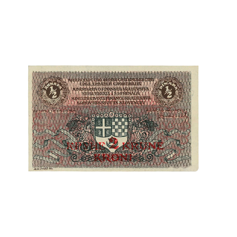 Yougoslavie - Billet de 2 Kronen sur 1/2 Dinar - 1919