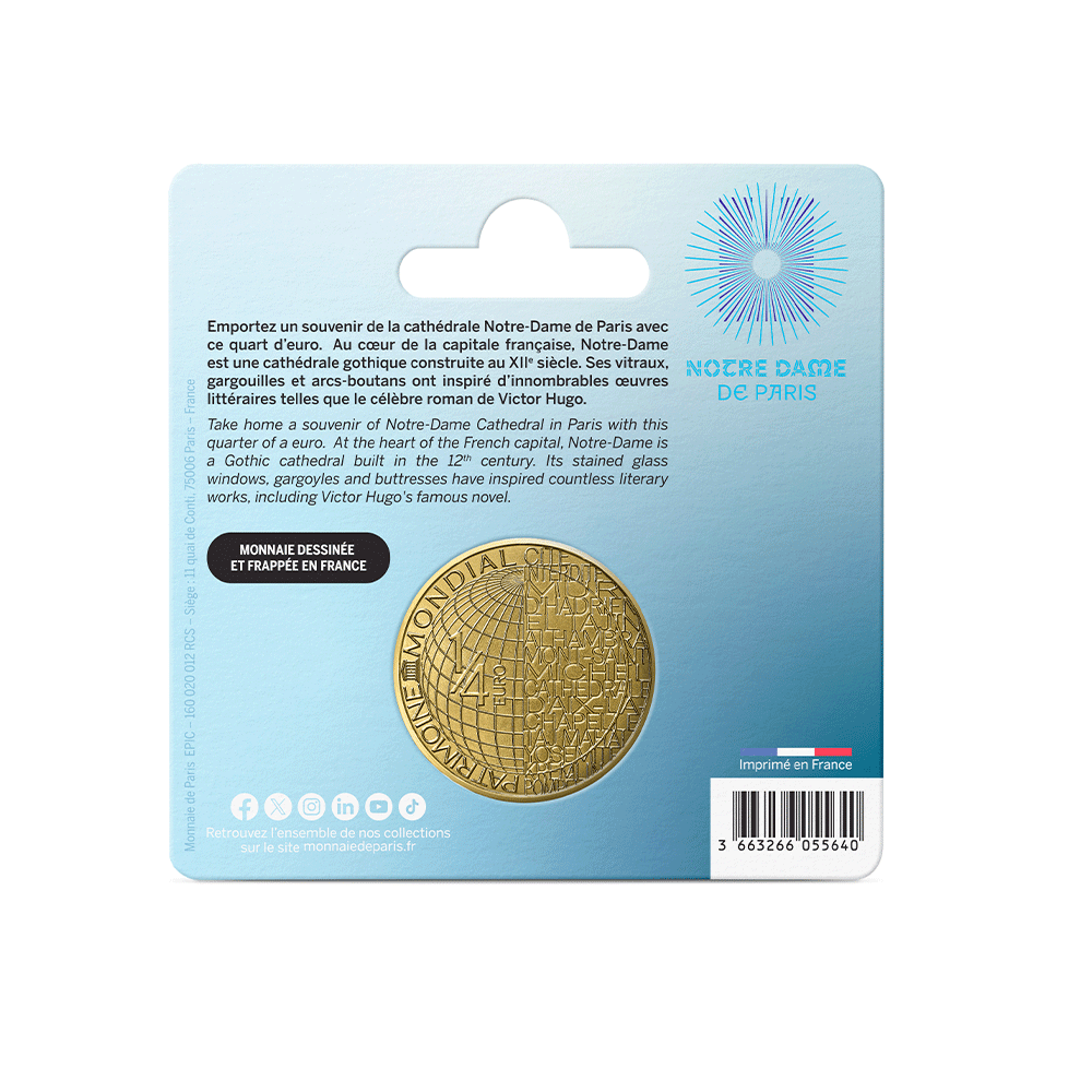 UNESCO - Notre-Dame de Paris - Monnaie de 1/4€ - 2025