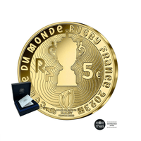 The 2023 rugby world cup tournament - 5 € gold currency 1/2G - BE 2023