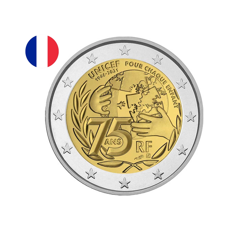France 2 Euro 2021 Neuve Piece 75 ans de l UNICEF Euros - Collection France 2 Euro 2021 Neuve Piece 75 ans de l UNICEF Euros - Collection