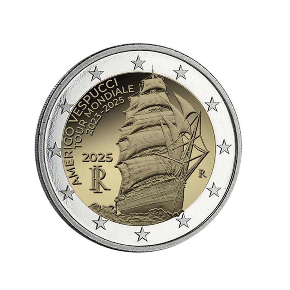 Italie 2025 - 2 Euro Commémorative - Amerigo Vespucci, Tour du Monde du Voilier