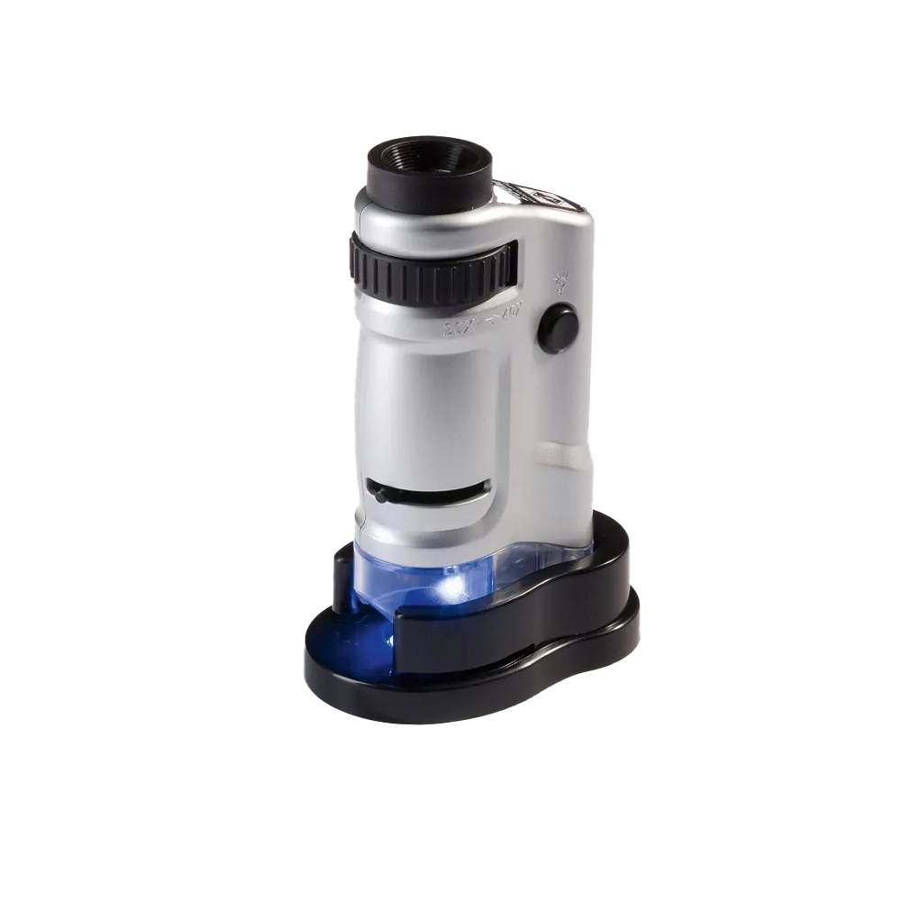 Microscope LED avec zoom - grossissement x20 et x40.