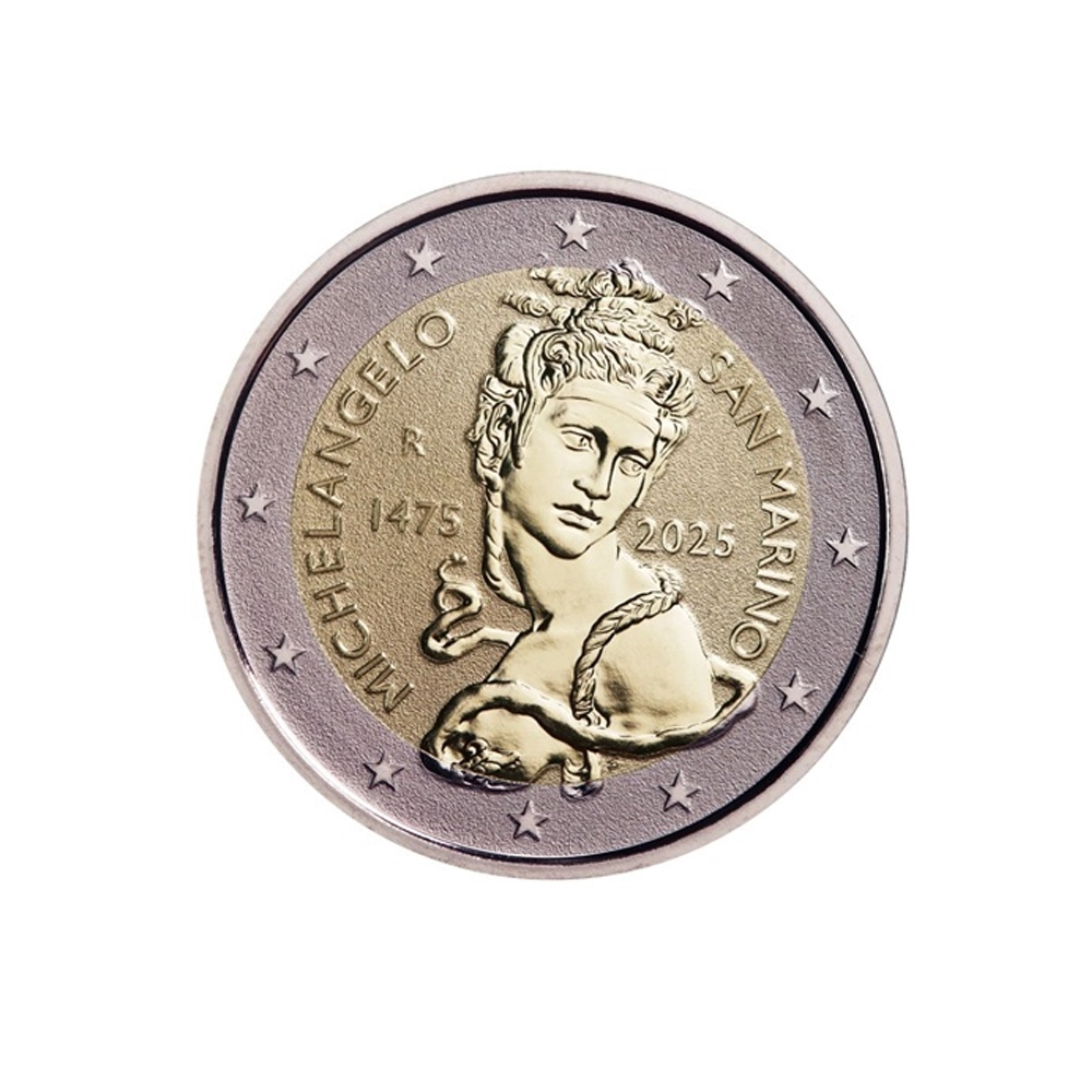 Saint-Marin 2025 - 2 Euro Commémorative - 550ème anniversaire de Michel-Ange - BE Inversée