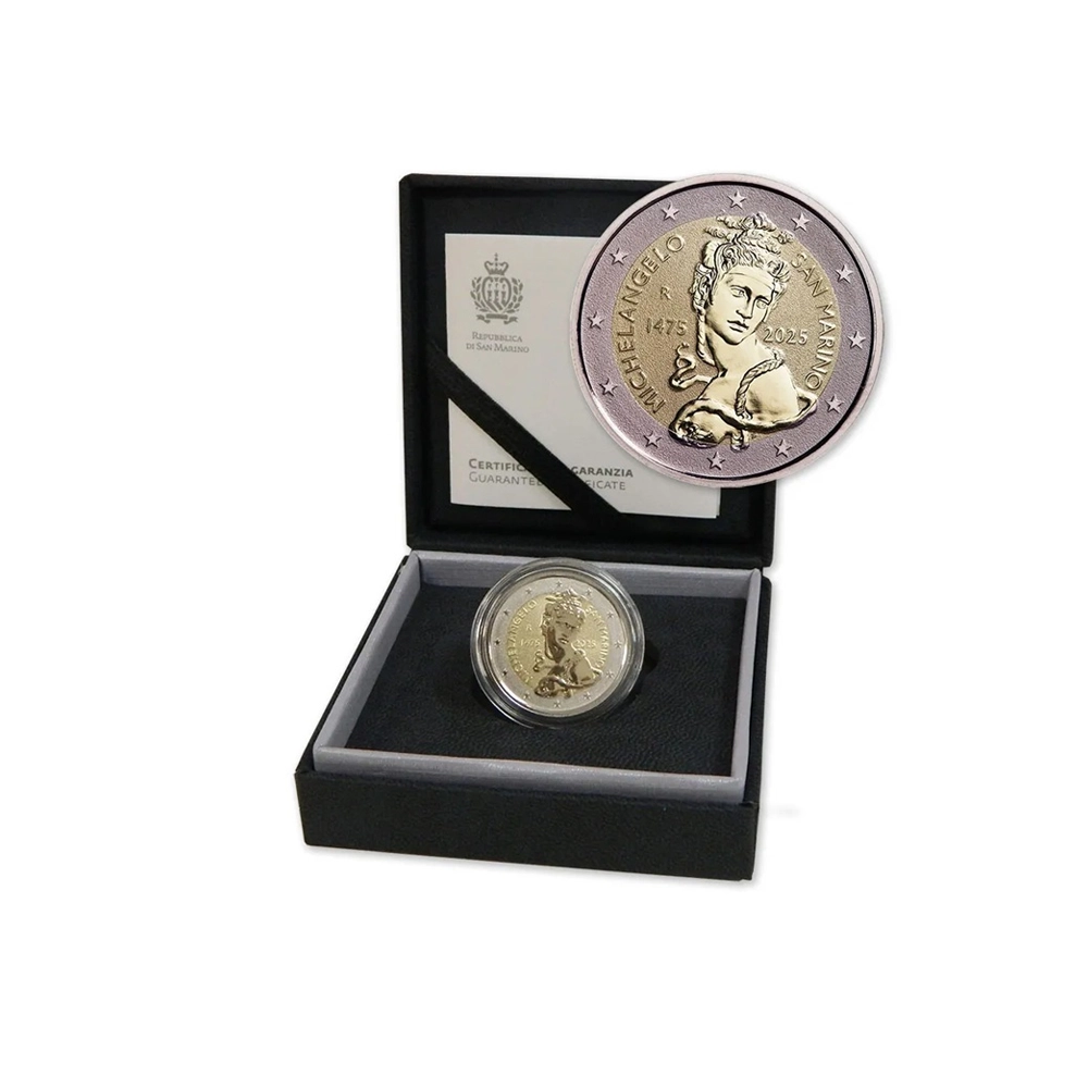 Saint-Marin 2025 - 2 Euro Commémorative - 550ème anniversaire de Michel-Ange - BE Inversée