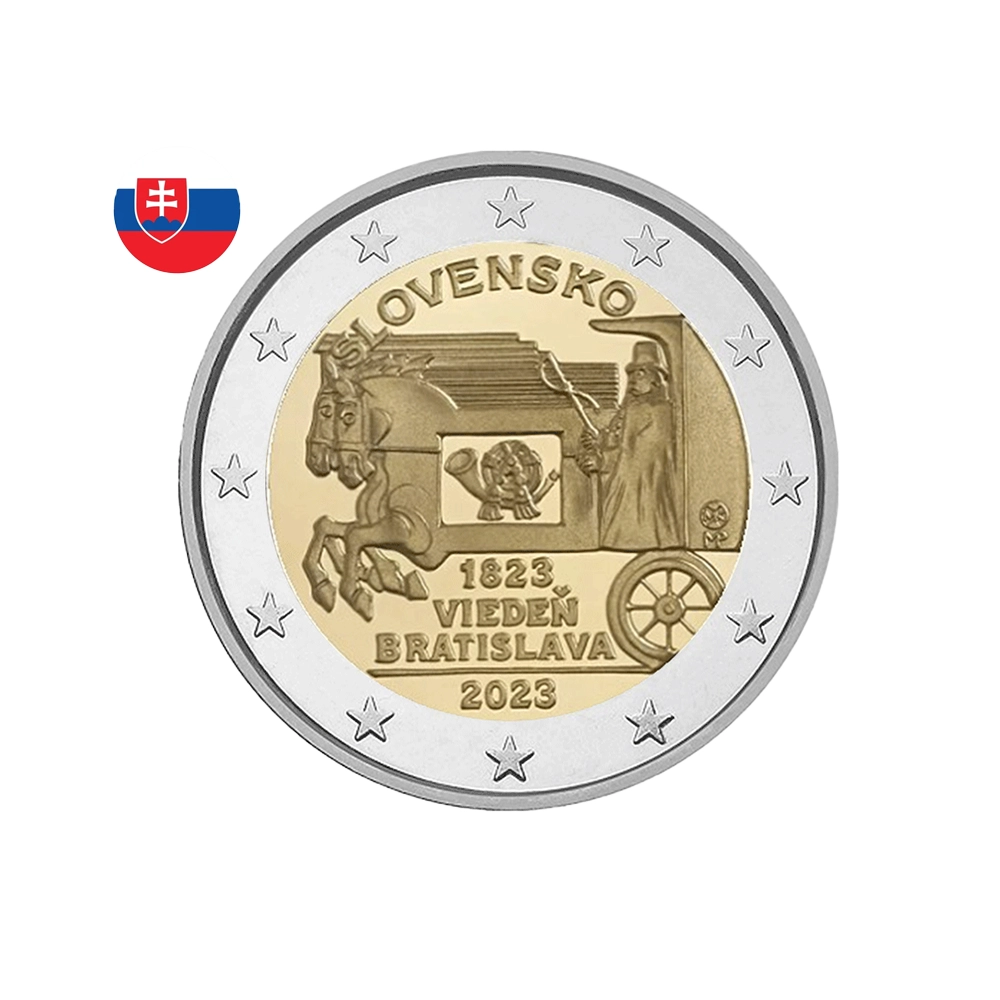 Slovaquie 2023 - 2 Euro Commémorative - 200 ans de la voie postale à cheval Vienne-Bratislava