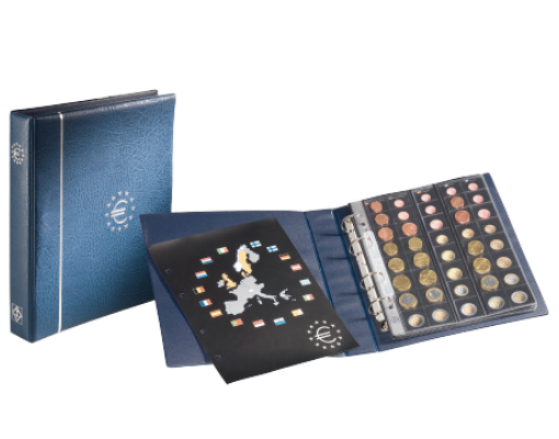 ALBUM NUMISMATIQUE POUR EUROS, FORMAT OPTIMA, BLEU - pieces-et-monnaies.com