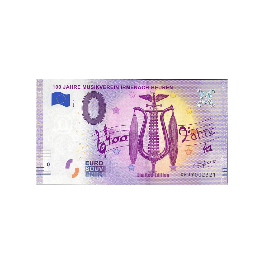 Billet souvenir de zéro euro - 100 Jahre Musikverein Irmenach-Beuren - Allemagne - 2020