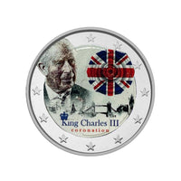 Lot de 7 monnaies de 2€ Colorisées - Roi Charles et Reine Elizabeth