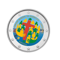 Portugal 2023 - 2 Euro Commémorative - Journée Mondiale de la Jeunesse Lisbonne - Colorisée