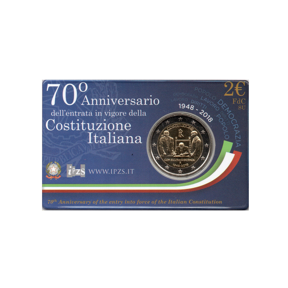 2 euro 70 ème anniversaire de la constitution italienne 2018