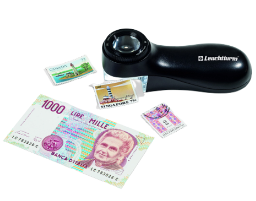 LOUPE À POSER LED AVEC GROSSISSEMENT X 8 ET ÉCHELLE - pieces-et-monnaies.com