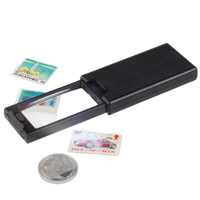 LOUPE DE POCHE EXTRACTIBLE LED AVEC GROSSISSEMENT X 2,5 ET X 45, NOIR - pieces-et-monnaies.com