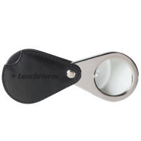 LOUPE DE POCHE PLIABLE LU25 AVEC GROSSISSEMENT 3X ET ÉTUI EN CUIR VÉRITABLE NOIR - pieces-et-monnaies.com