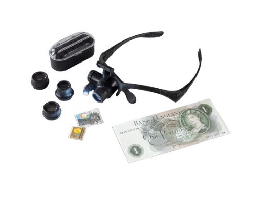 LOUPE LUNETTES LED MONOKEL AVEC GROSSISSEMENT X 10 JUSQU'À X 25 - pieces-et-monnaies.com