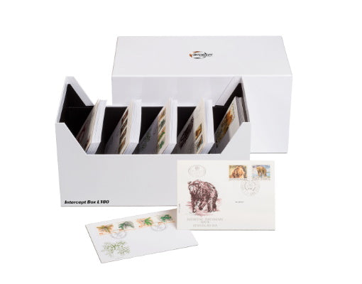 Box intercept L 180 pour sets de monnaies, lettres, documents jusqu'à 180 x 160 mm.