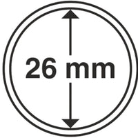 Capsules pour pièces de monnaie diamètre intérieur 26 mm.