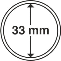 Capsules pour pièces de monnaie diamètre intérieur 33mm.
