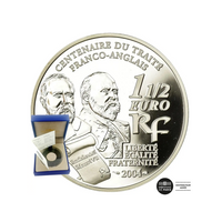100 ans du Traité Franco-anglais - Monnaie de 1,5€ Argent - BE 2004