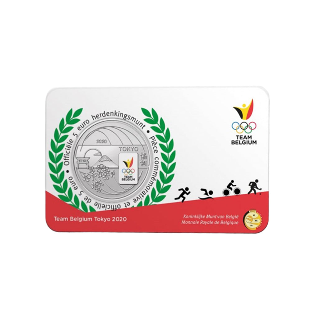 Belgique 2020 - 5 Euro Commémorative - JO de Tokyo - BU - Colorisée