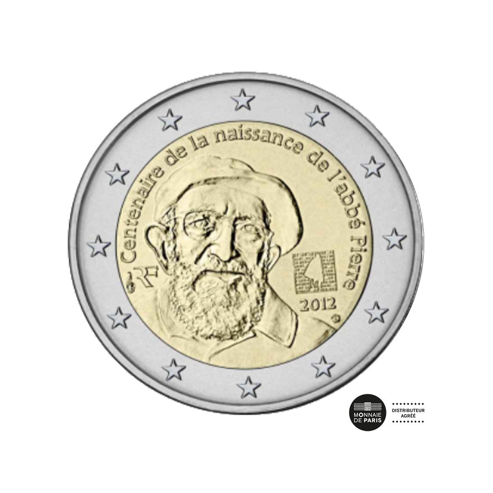 anniversaire naissance abbé pierre 2 euro 2012 France