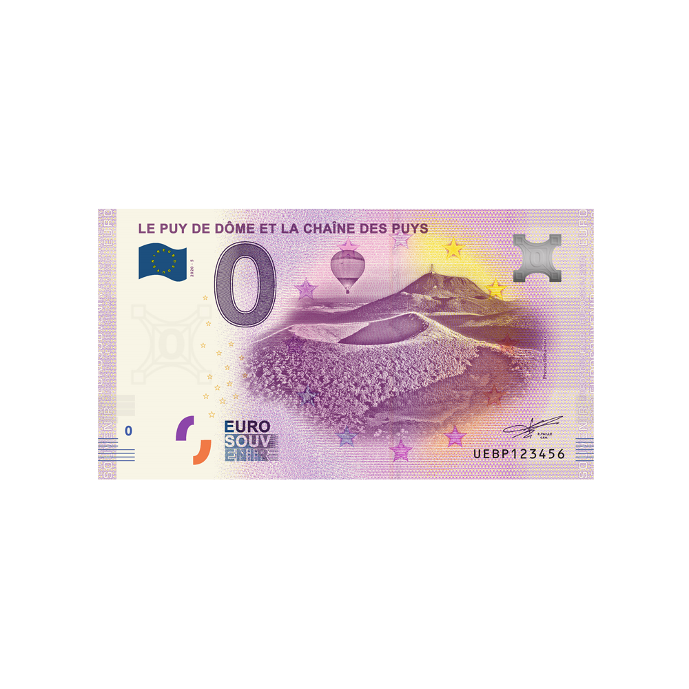 Billet souvenir de zéro euro - Le Puy de Dôme et la chaîne des