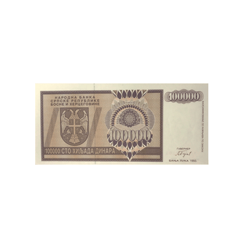 Bosnie-Herzégovine - Billet de 100 000 Dinars - 1993