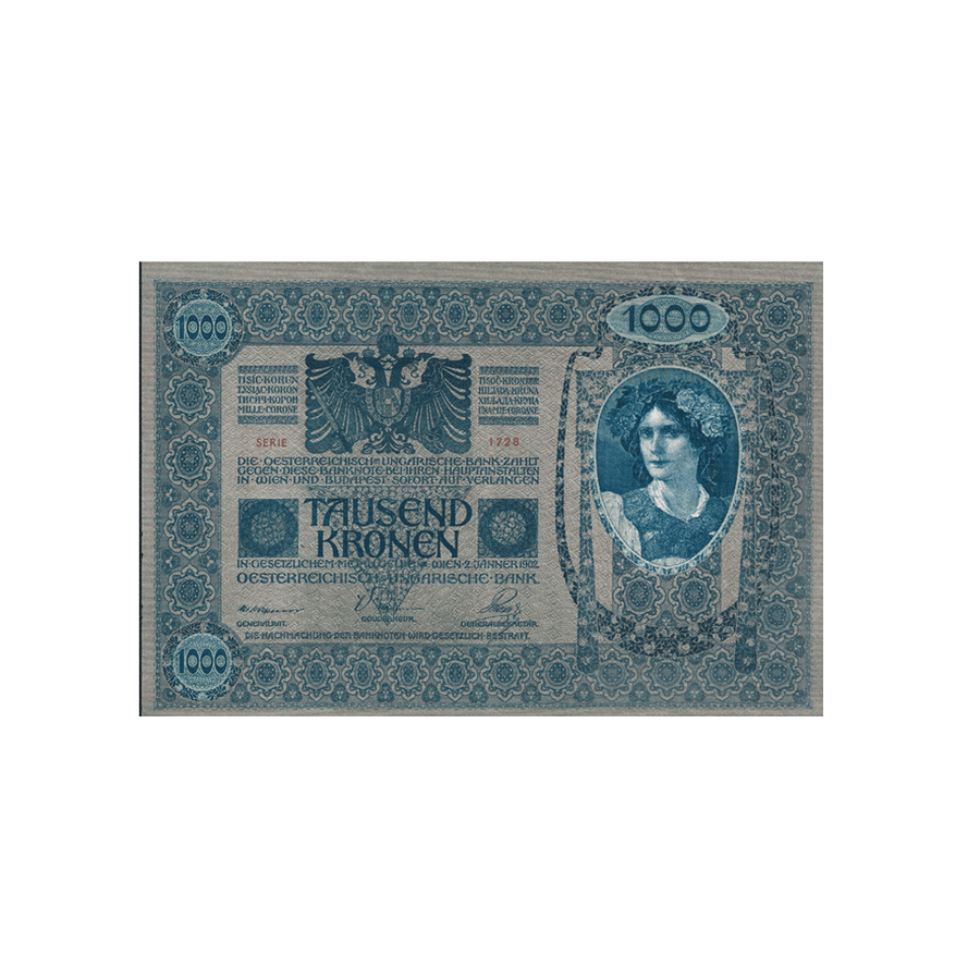 Autriche - Billet de 1 000 Kronen - Version Surcharge Rouge - 1919
