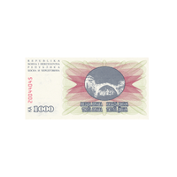 Bosnie-Herzégovine - Billet de 1000 Dinars - 1992