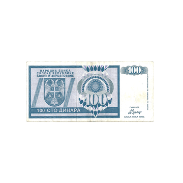Bosnie-Herzégovine - Billet de 100 Dinars - 1992