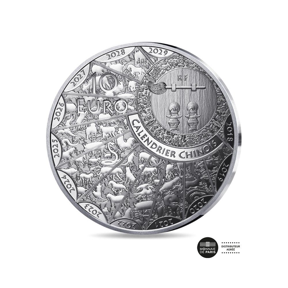 ⁣⁢Chinese Calendar - Year of the Goat - 10 Euro Silver Coin - BU 2027⁤⁣