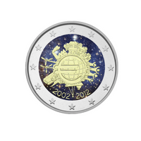 10 ans de l'Euro - 2 Euro Commémorative - Colorisée