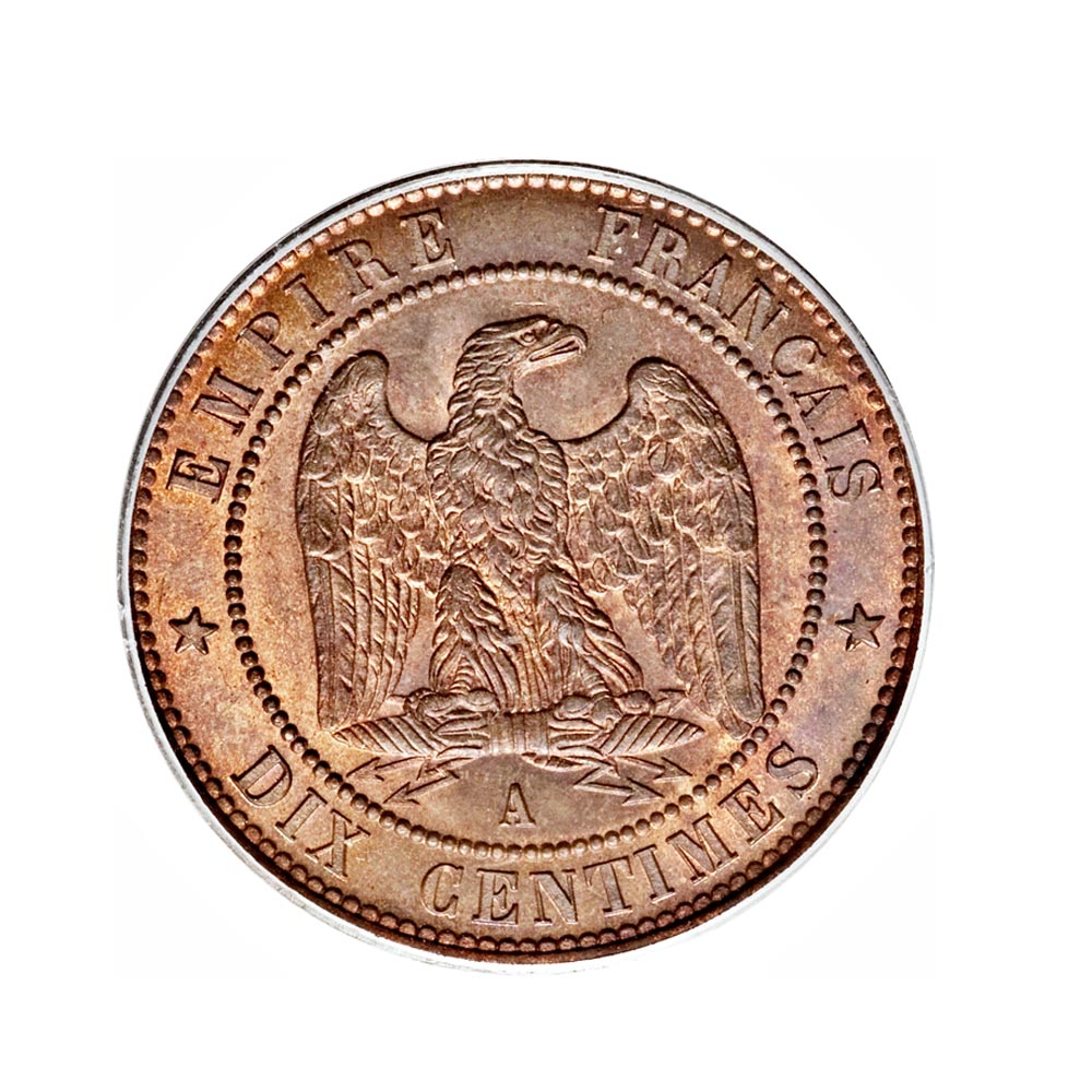 10 centavos Napoleão III - cabeça nu - França - 1852-1857
