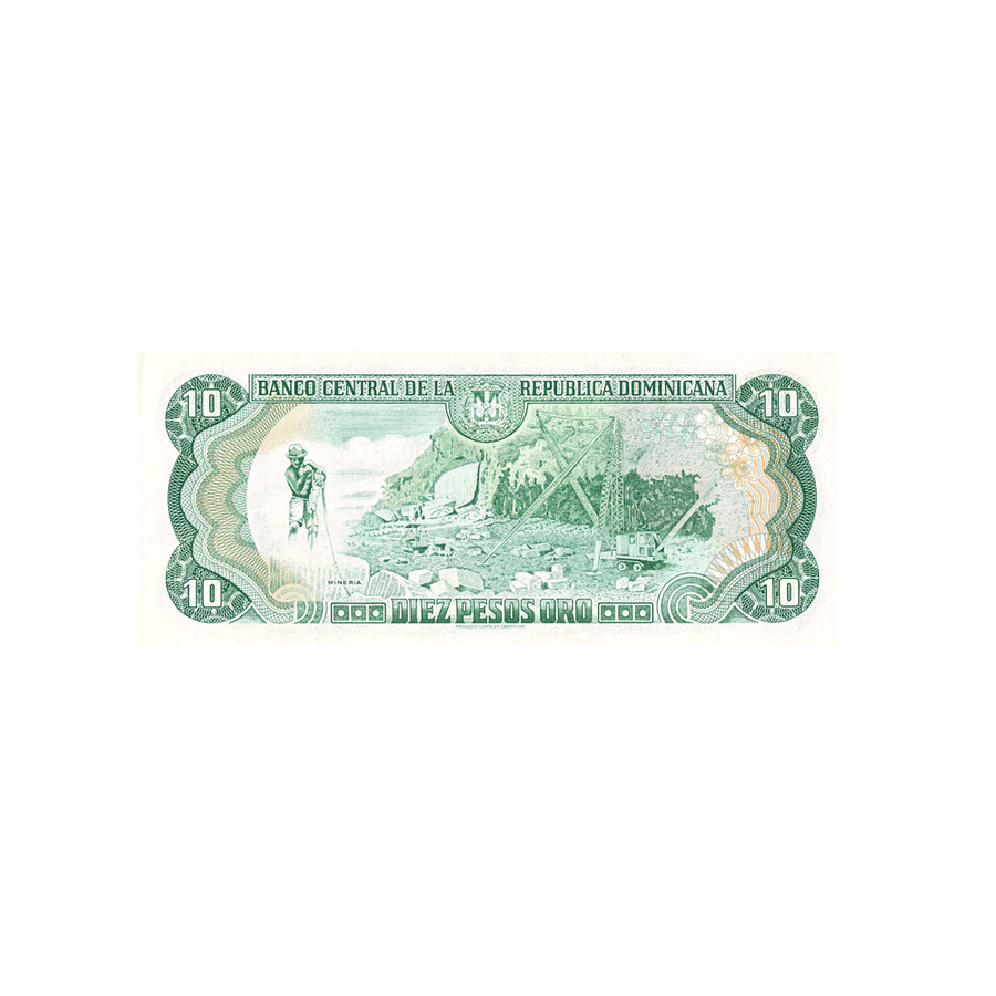 République Dominicaine - Billet de 10 Pesos d'Or - 1996-1998