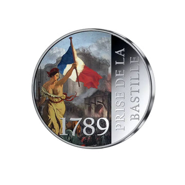 Frappe en Argent colorisée - Prise de la Bastille de 1789
