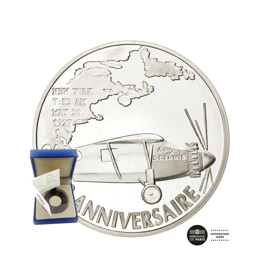 Traversée de Lindbergh - Monnaie de 1,50€ Argent - BE 2002