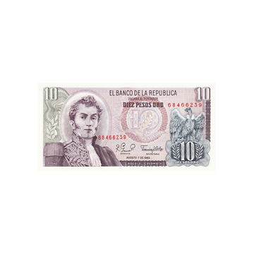 Colombie - Billet de 10 Pesos - 1963 - 1980