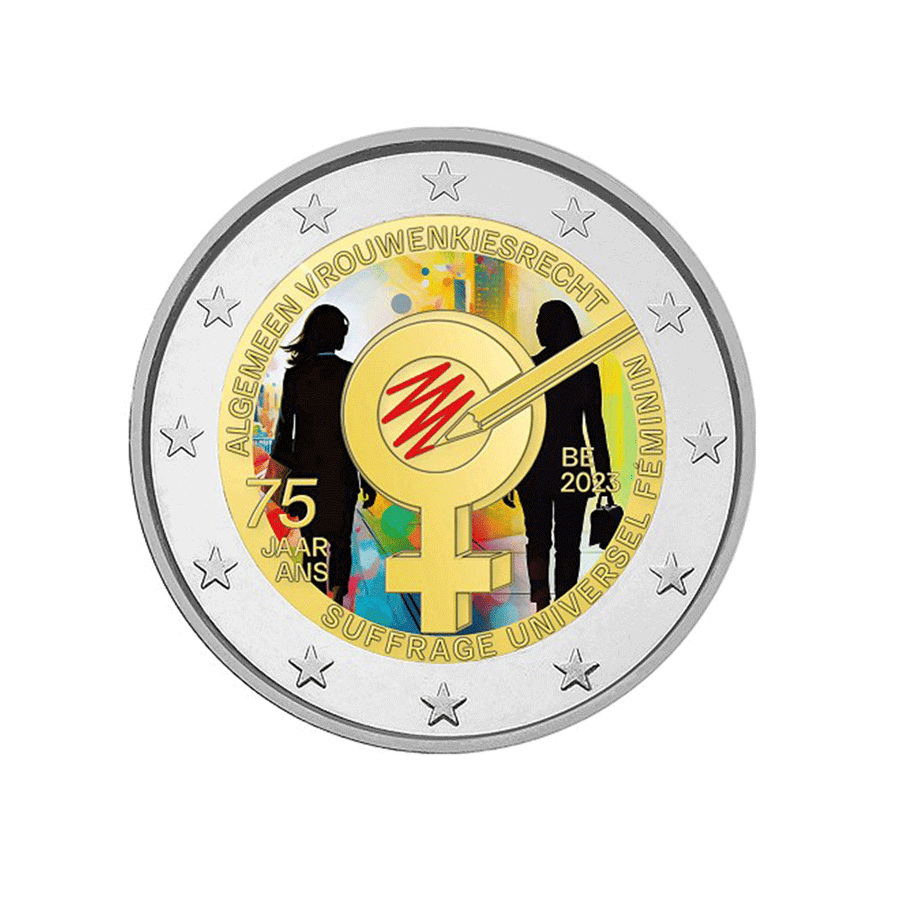 Belgium 2023 - 2 Euro commemorative - Universal suffrage of women - Colorized