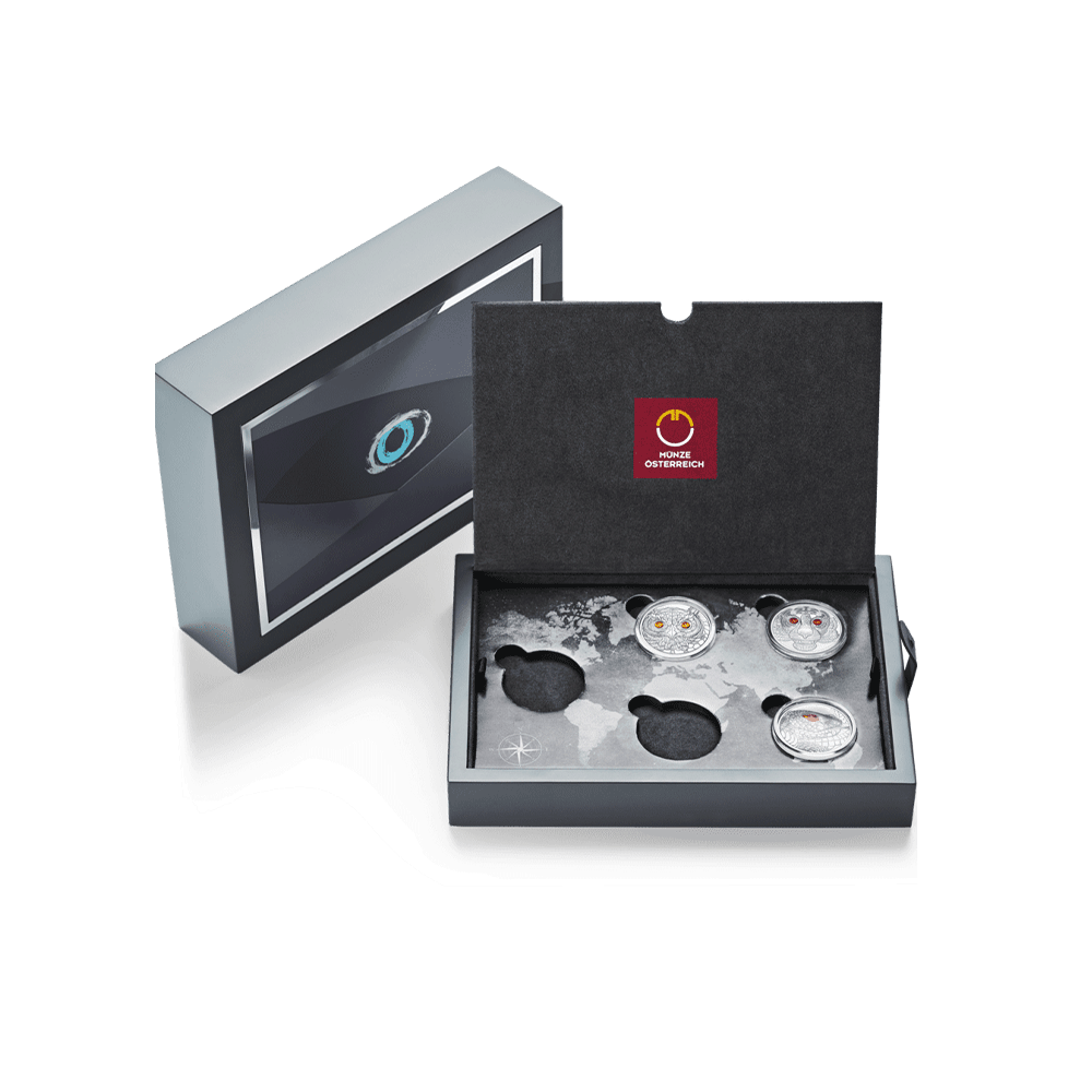 Autriche 2023 - Les Yeux des Continents - Coffret de 5 monnaies de 20€ Argent - BE