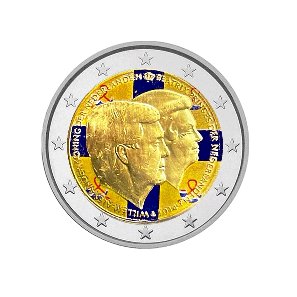 Holanda - 2 euros coloridos - 2014 - retrato duplo