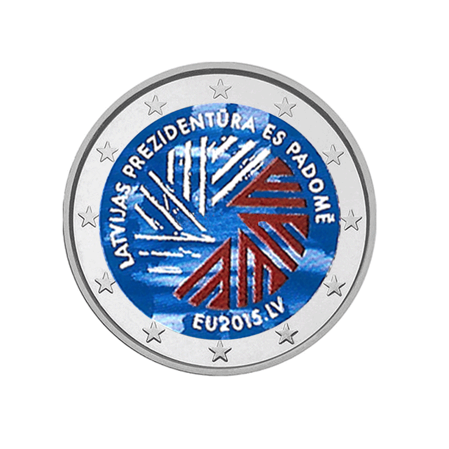 Lettonia 2015 - 2 Euro Commemorative - Presidente dell'UE - Colorized