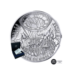 ⁣⁢Art de la Plume - Jules Verne - Moeda de 10€ em Prata - A Volta ao Mundo em 80 dias - Proof⁤⁣
