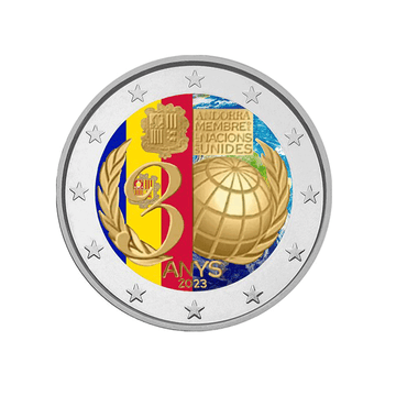 Andorre 2023 - 2 Euro Commémorative - 30 ans de l'entrée d'Andorre à l'ONU - Colorisée