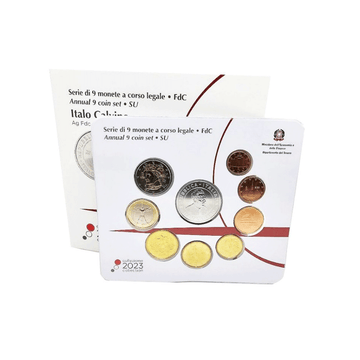 Italie 2023 - Coffret de neuf pièces dont une de 5€ - BU