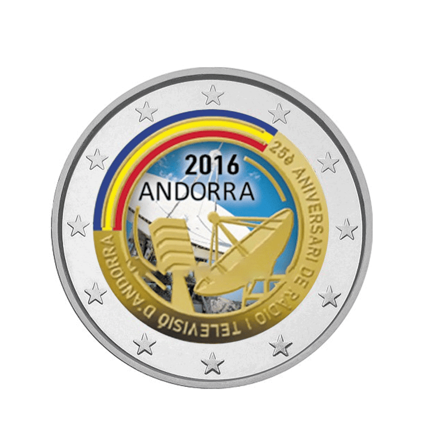Andorre 2016 - 2 Euro Commémorative - 25ème anniversaire de la création de la radio et de la télévision publique de la Principauté - Colorisée